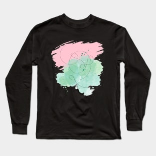 Pastel Abstract Line Watercolor Long Sleeve T-Shirt
